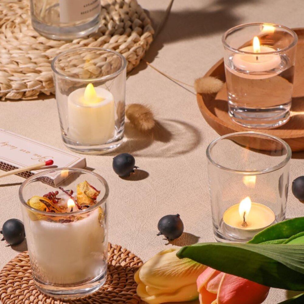 Letine 16-Pack Votive Candle Holders - Clear Glass Tea Light Holders - NWOT